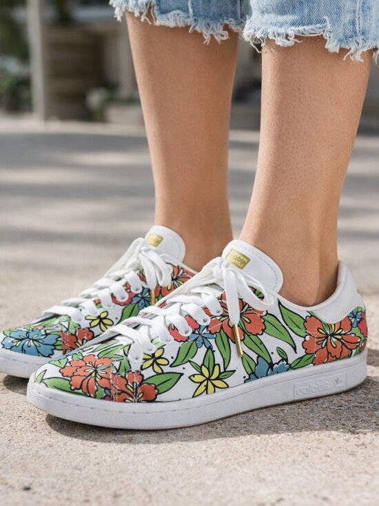 adidas Shoes - Adidas x Stan Smith All-Over Floral Print Shoes 2021 Sneakers Cloud White Size 8